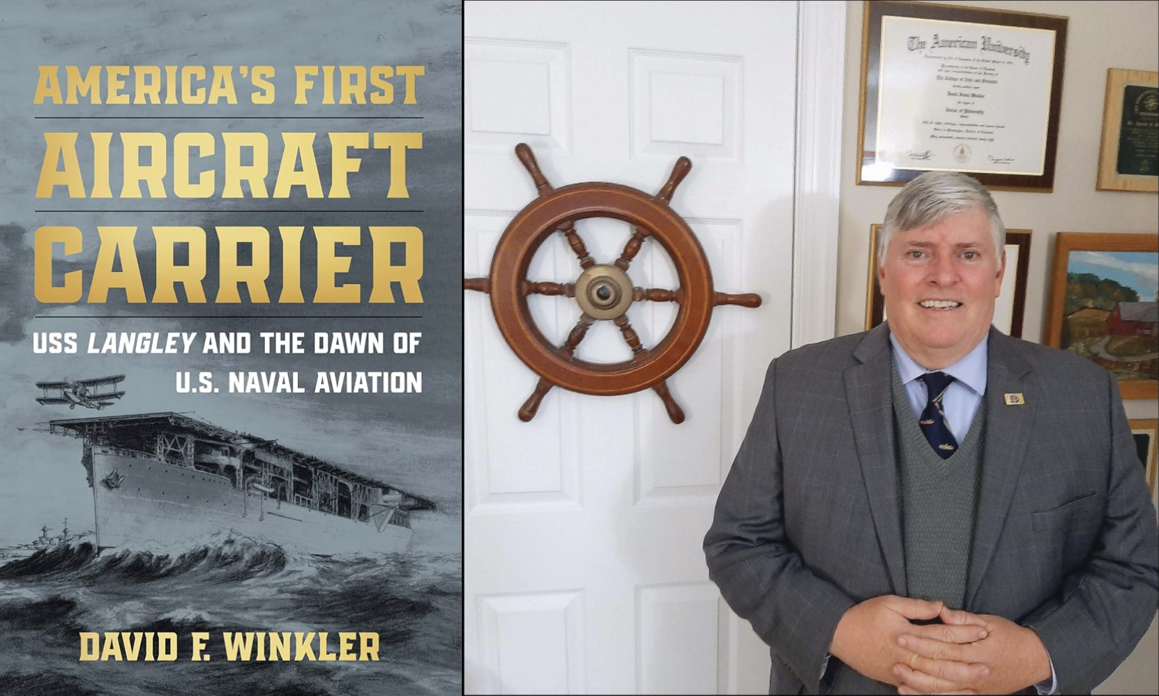 Dave Winkle posing and showing his book