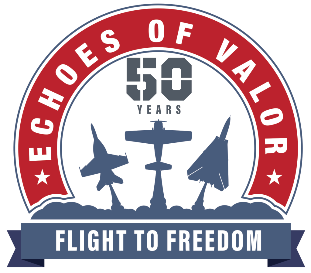 echoes of valor Flight to Freedom logo 50 years.