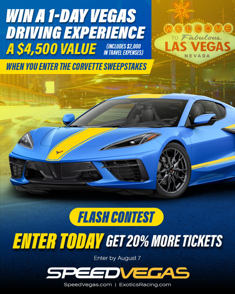 2025 corvette sweepstakes flash contest giving away a 1-day driving experience in vegas
